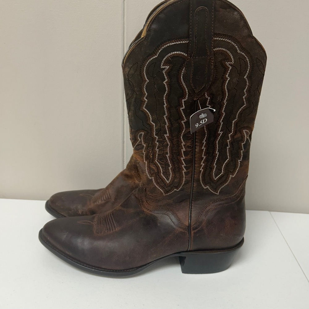 J.B. Dillon Western Boots Mens 9.5D Brown Goat Leather JBM3205 Stitching - Picture 2 of 9